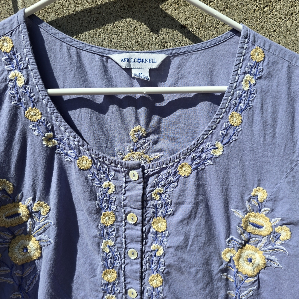 April Cornell Purple Floral Embroidered Dress - Picture 3 of 6